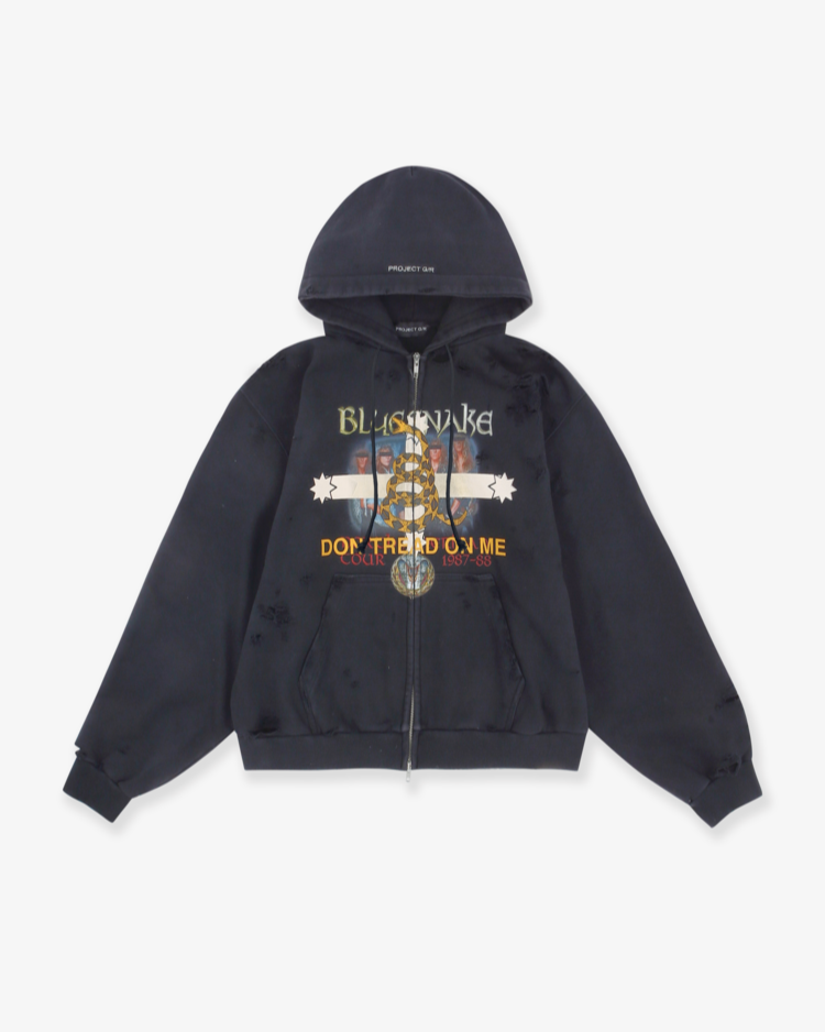 Navy Washed Zip Jacket Hood